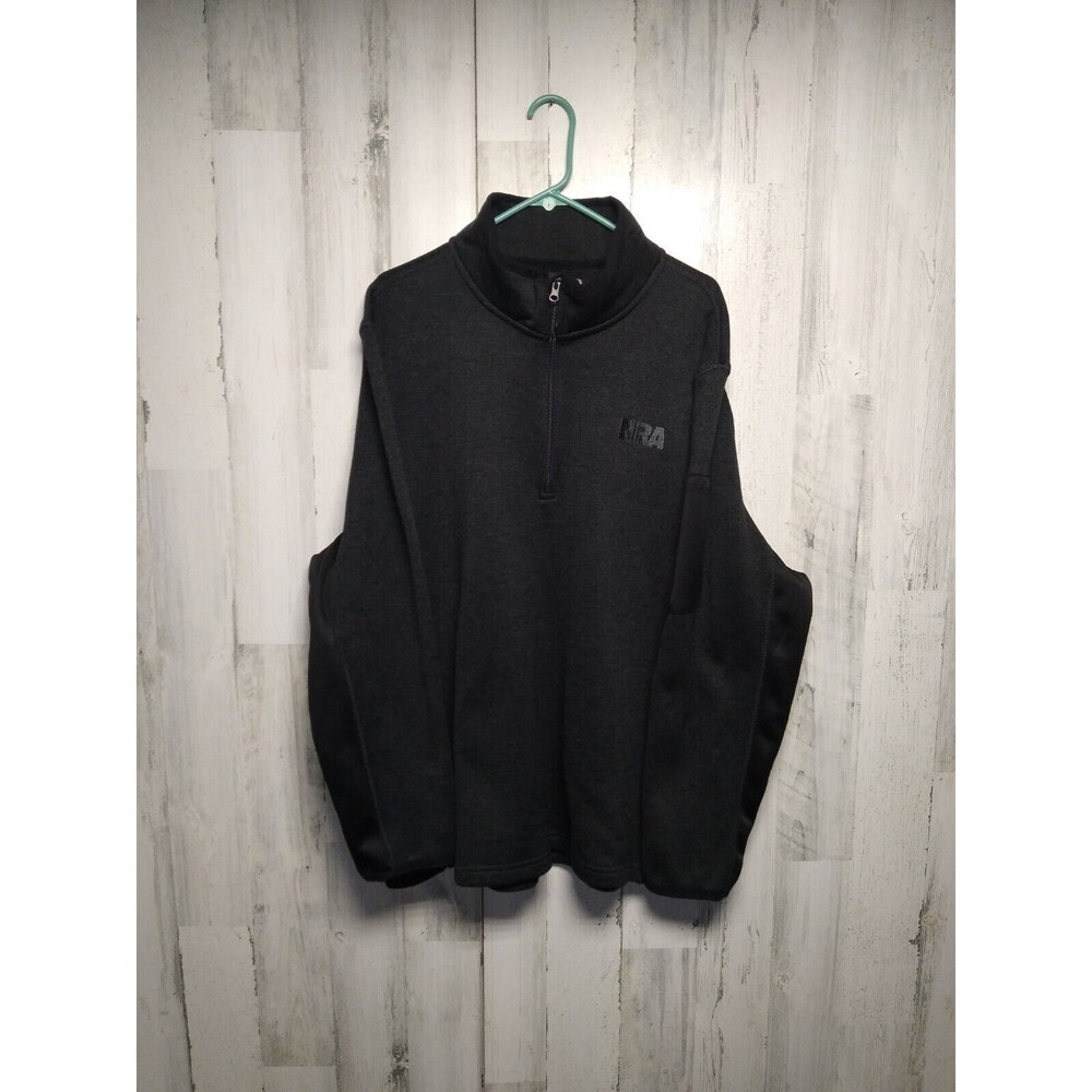 NRA Men's Sz 2XL Charcoal Grey Black Quarter Zip Long Sleeve Sweater